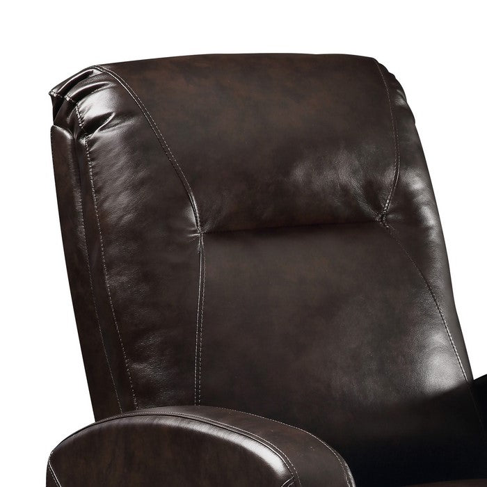 Faux Leather Upholstered Wooden Recliner with Power Lift, Brown
