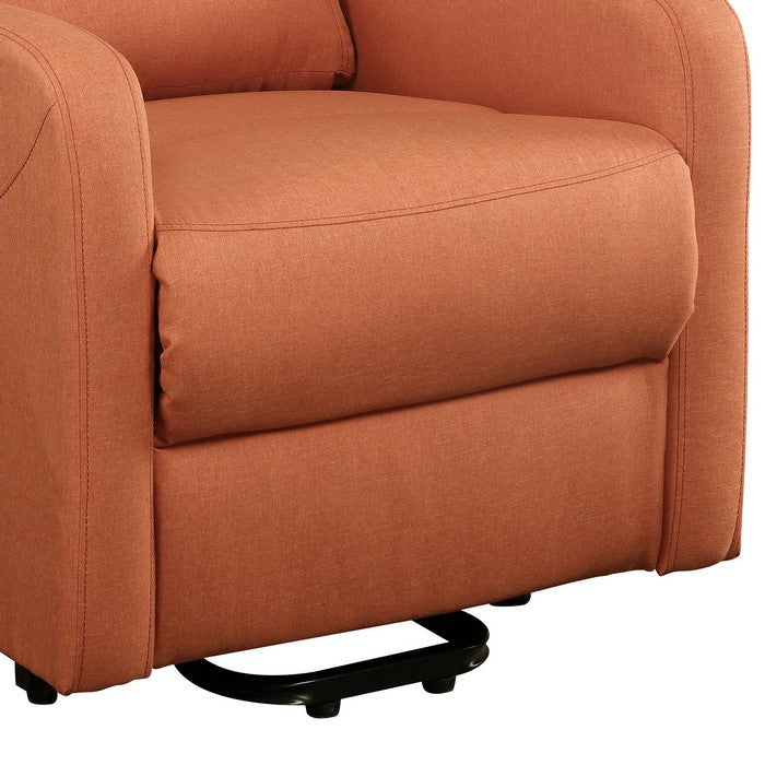 Fabric Upholstered Wooden Recliner with Power Lift Mechanism, Orange