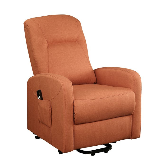 Fabric Upholstered Wooden Recliner with Power Lift Mechanism, Orange