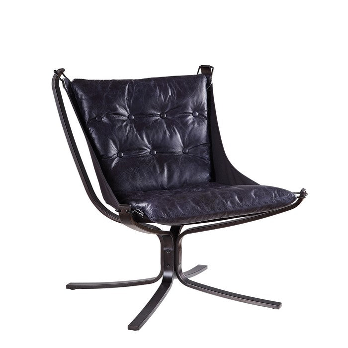 Star Base Metal Accent Chair with Faux Leather Seating, Blue and Brown
