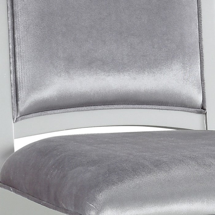 Crystal Inlaid Fabric Upholstered Wooden Side Chair, Set of 2, Silver