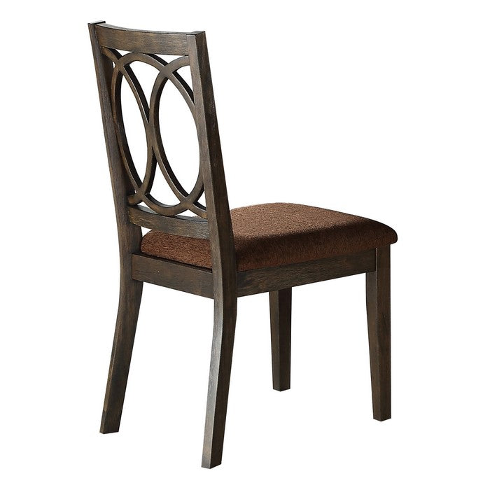 Wooden Side Chair with Cushioned Seat and Cut Out Back, Set of 2,Brown