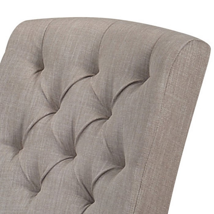 Wooden Side chair with Tufted Back, Set of 2, Brown and Gray