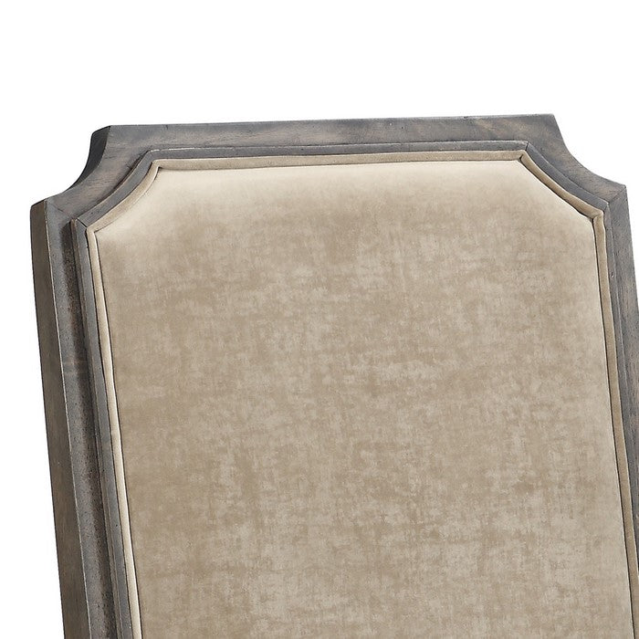Fabric Upholstered Dining Arm Chairs, Set of 2, Brown and Beige