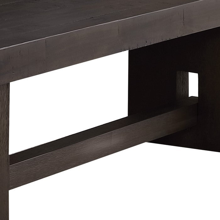 Transitional Style Wooden Bench with Trestle Base, Brown