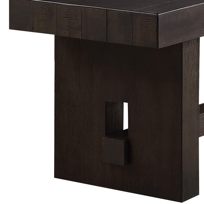 Transitional Style Wooden Bench with Trestle Base, Brown