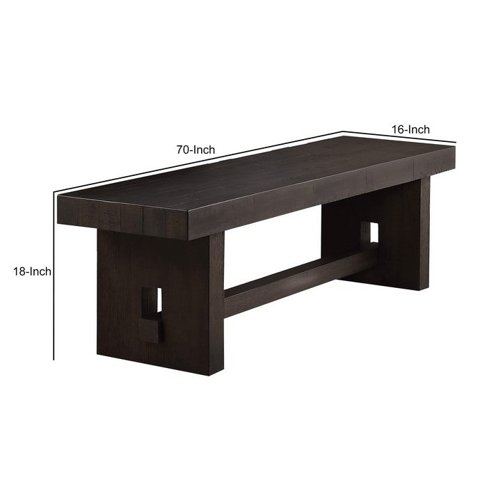 Transitional Style Wooden Bench with Trestle Base, Brown