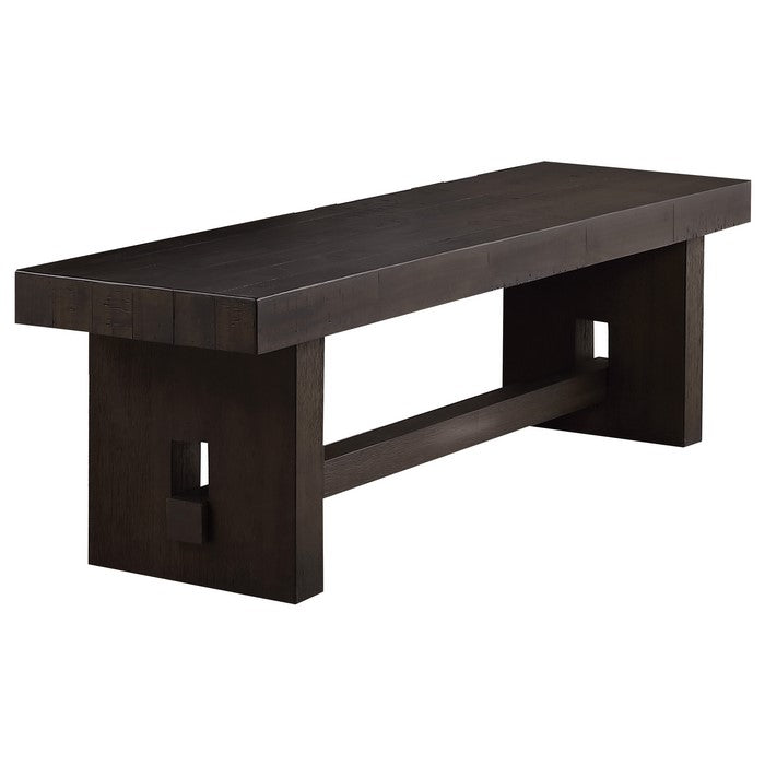 Transitional Style Wooden Bench with Trestle Base, Brown