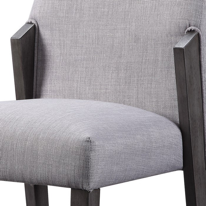 Wood and fabric Upholstered Dining Chairs, Set of 2, Gray and Black