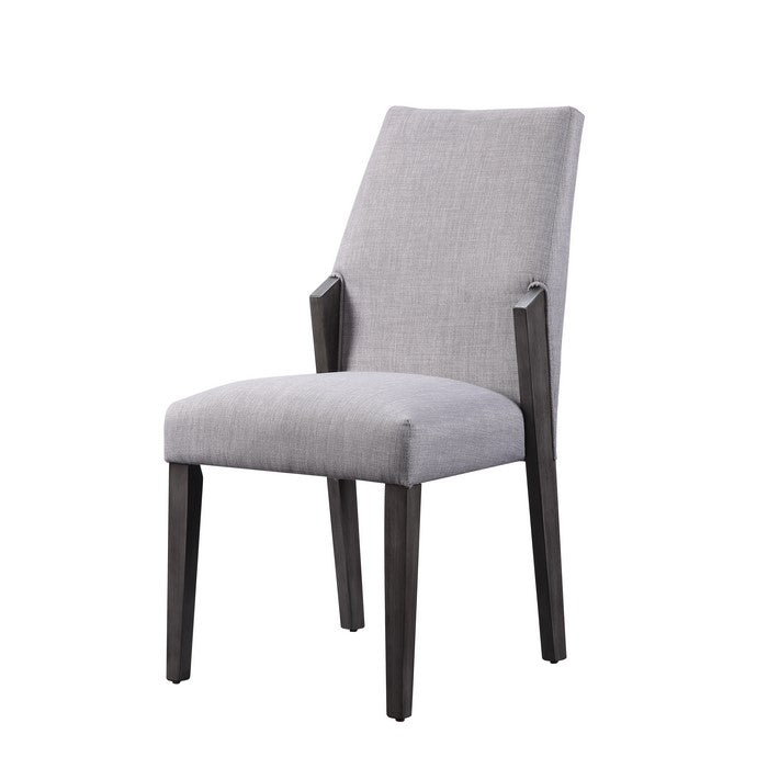 Wood and fabric Upholstered Dining Chairs, Set of 2, Gray and Black