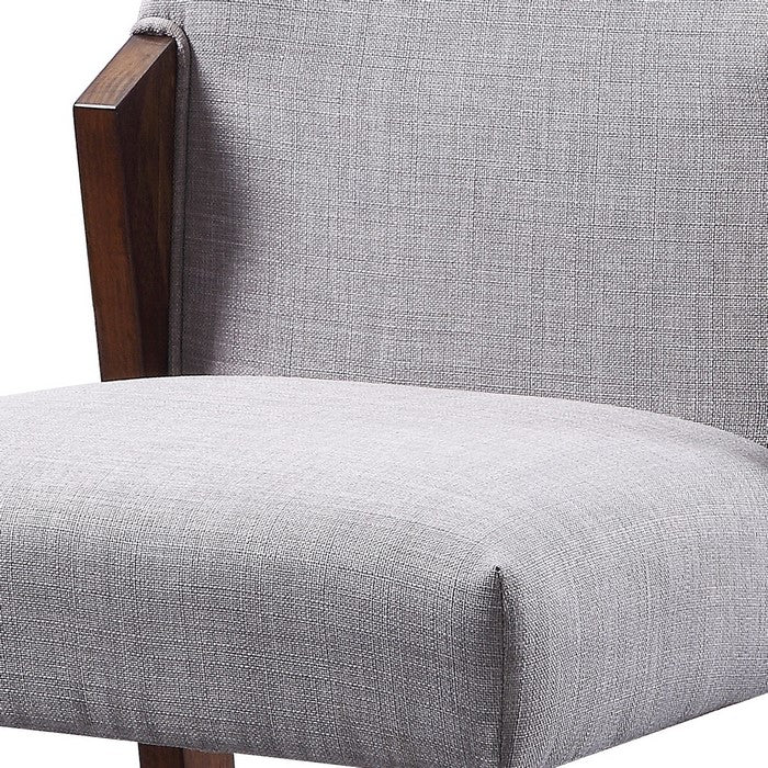 Wood and fabric Upholstered Dining Chairs, Set of 2, Gray and Brown