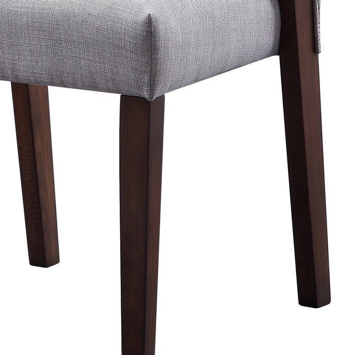 Wood and fabric Upholstered Dining Chairs, Set of 2, Gray and Brown