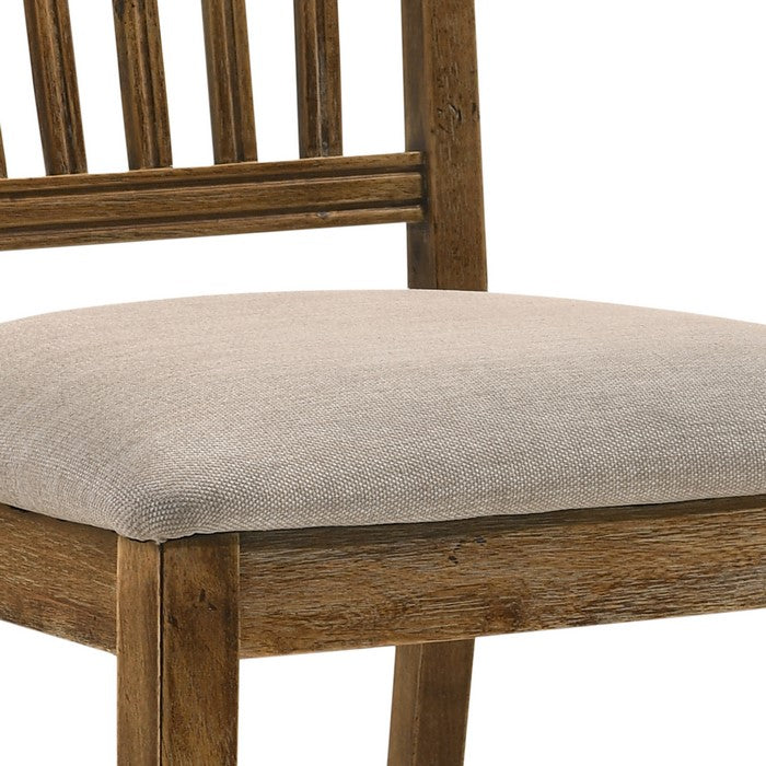 Wooden Dining Side Chairs with Tapered Legs, Beige and Brown
