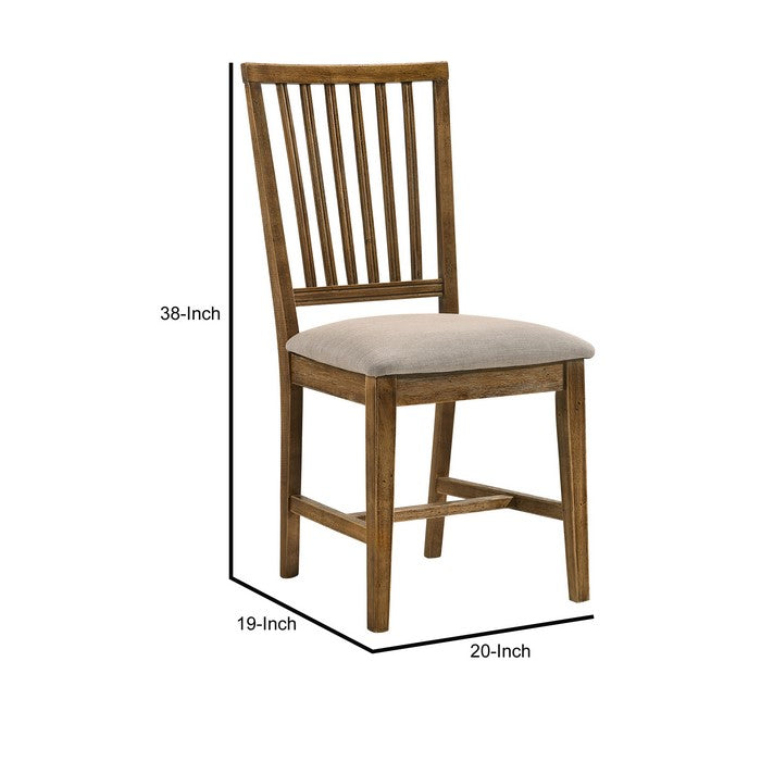 Wooden Dining Side Chairs with Tapered Legs, Beige and Brown