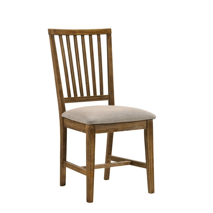 Wooden Dining Side Chairs with Tapered Legs, Beige and Brown