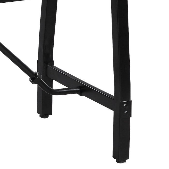 Industrial Wood and Metal Bench with Tube Leg Support, Brown and Black