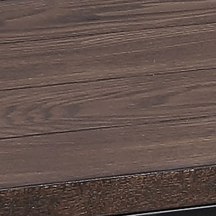 Industrial Wood and Metal Bench with Tube Leg Support, Brown and Black