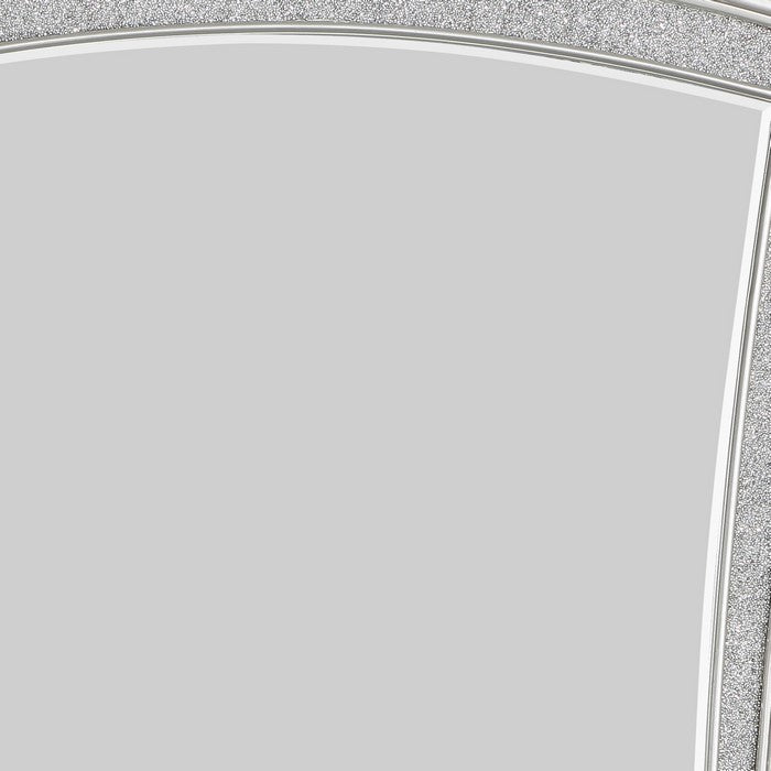 Modern Style Wooden Decorative Mirror with Rhinestone Inlays, Silver