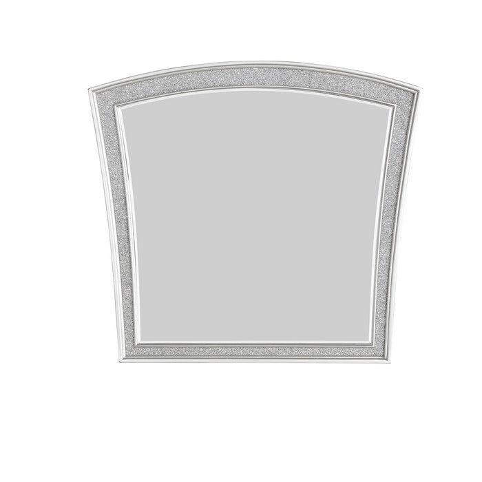 Modern Style Wooden Decorative Mirror with Rhinestone Inlays, Silver