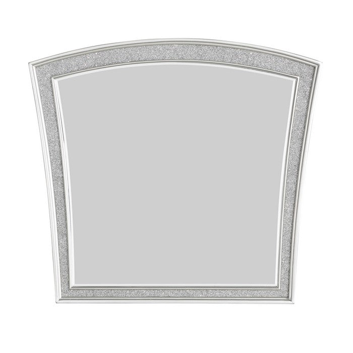 Modern Style Wooden Decorative Mirror with Rhinestone Inlays, Silver