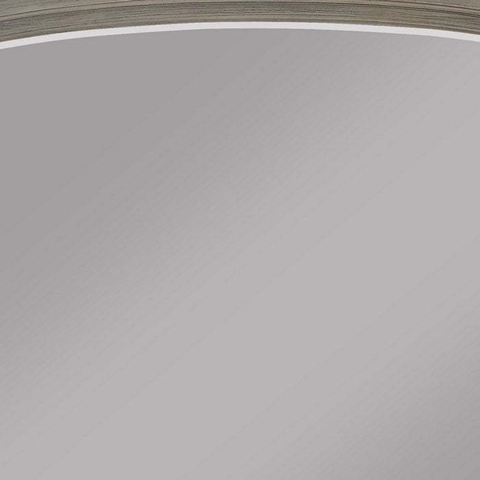 Transitional Style Wooden Decorative Mirror with Arched Top, Gray