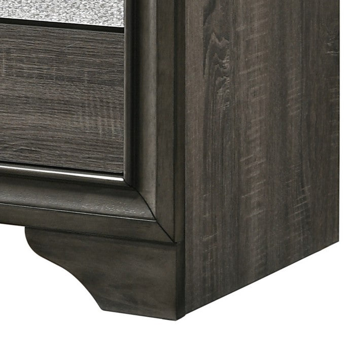 Transitional Style 3 Drawer Wooden Nightstand with Bracket Feet, Gray