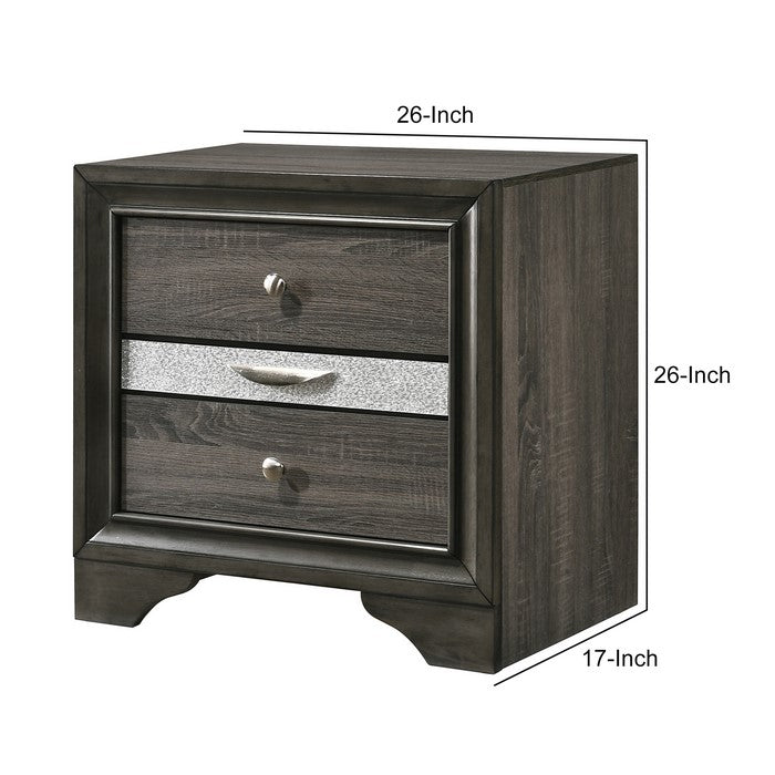 Transitional Style 3 Drawer Wooden Nightstand with Bracket Feet, Gray