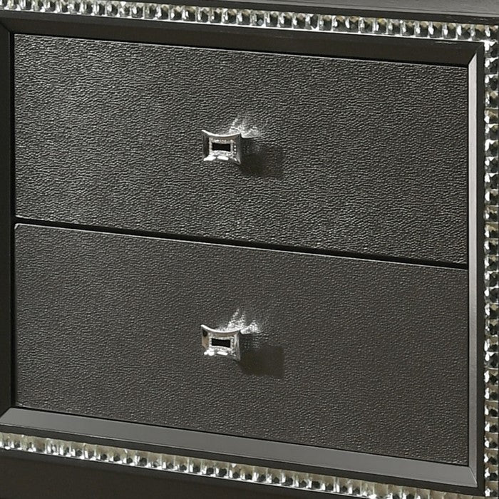 Contemporary Style 2 Drawer Wooden Nightstand with Turned Legs, Gray
