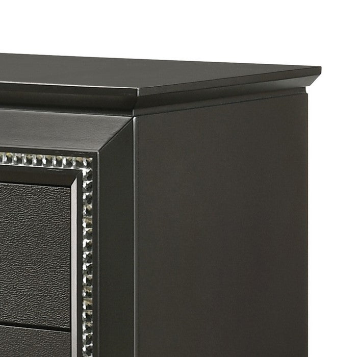 Contemporary Style 2 Drawer Wooden Nightstand with Turned Legs, Gray