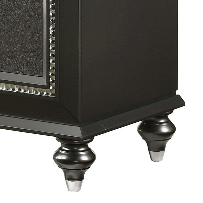 Contemporary Style 2 Drawer Wooden Nightstand with Turned Legs, Gray
