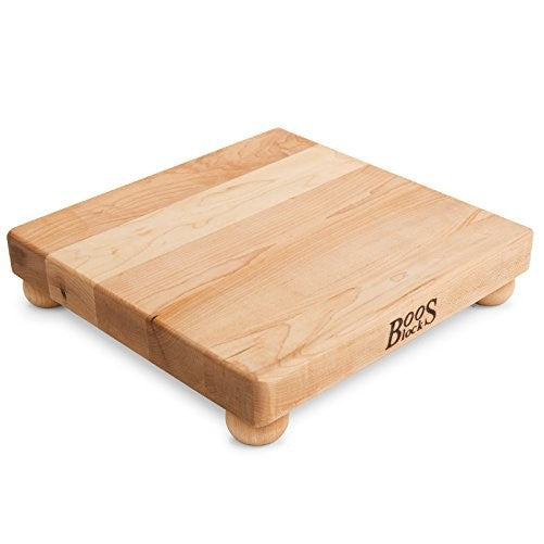 John Boos Maple Edge Grain Cutting Board with Feet, 12 Inches Square, 1.5 Inches Thick