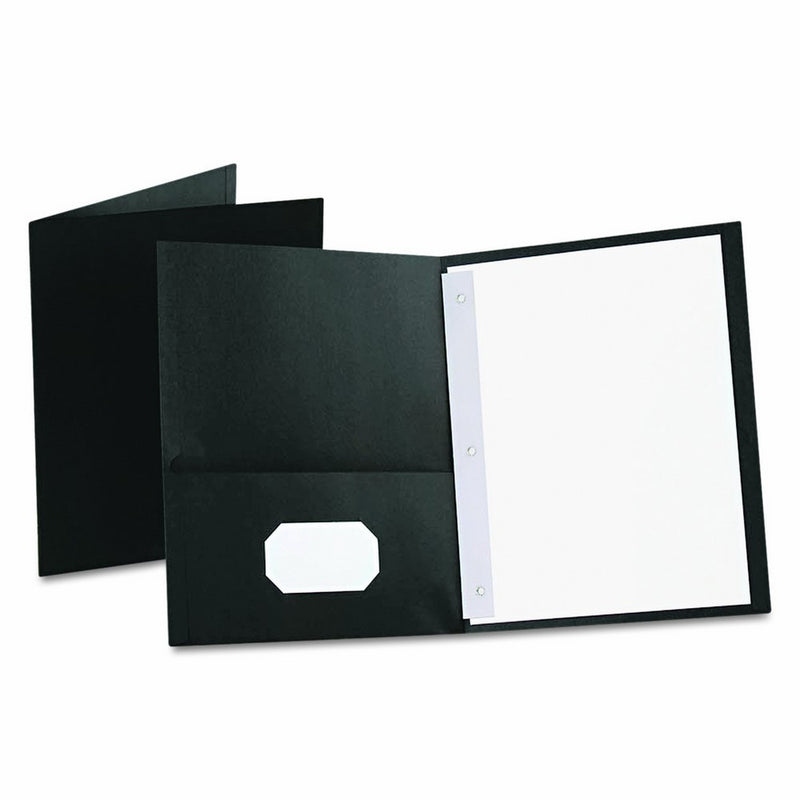 Oxford Twin Pocket Folders with Fasteners, Letter Size, Black, 25 per Box (57706)