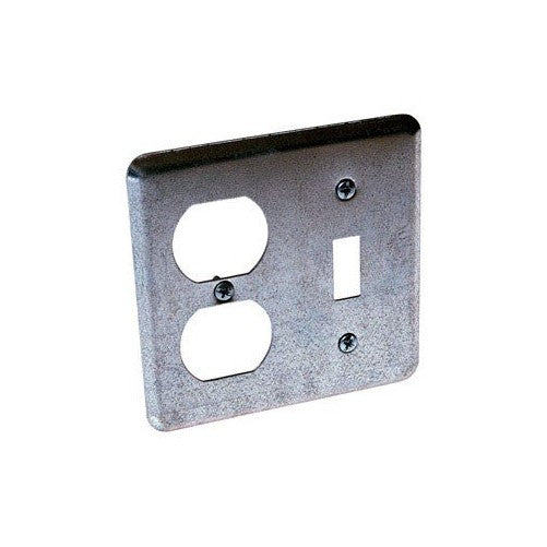 Hubbell-Raco 872 Square Switch Box Wall Plate with (1) Toggle Switch & (1) Duplex Receptacle, 4-Inch