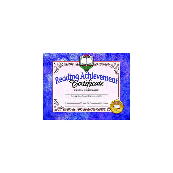 Hayes Reading Achievement Certificate, 8-1/2 X 11 in, Paper, Pack of 30