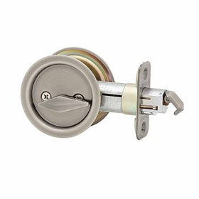 Kwikset 335 Round Bed/Bath Pocket Door Lock in Antique Nickel