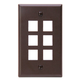 Leviton 41080-6BP QuickPort Wallplate, Single Gang, 6-Port, Brown