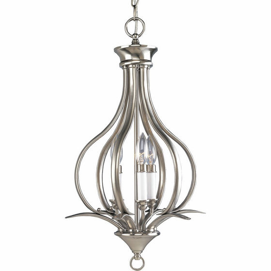 Progress Lighting P3807-09 3-Light Hall and Foyer Fixture, Brushed Nickel