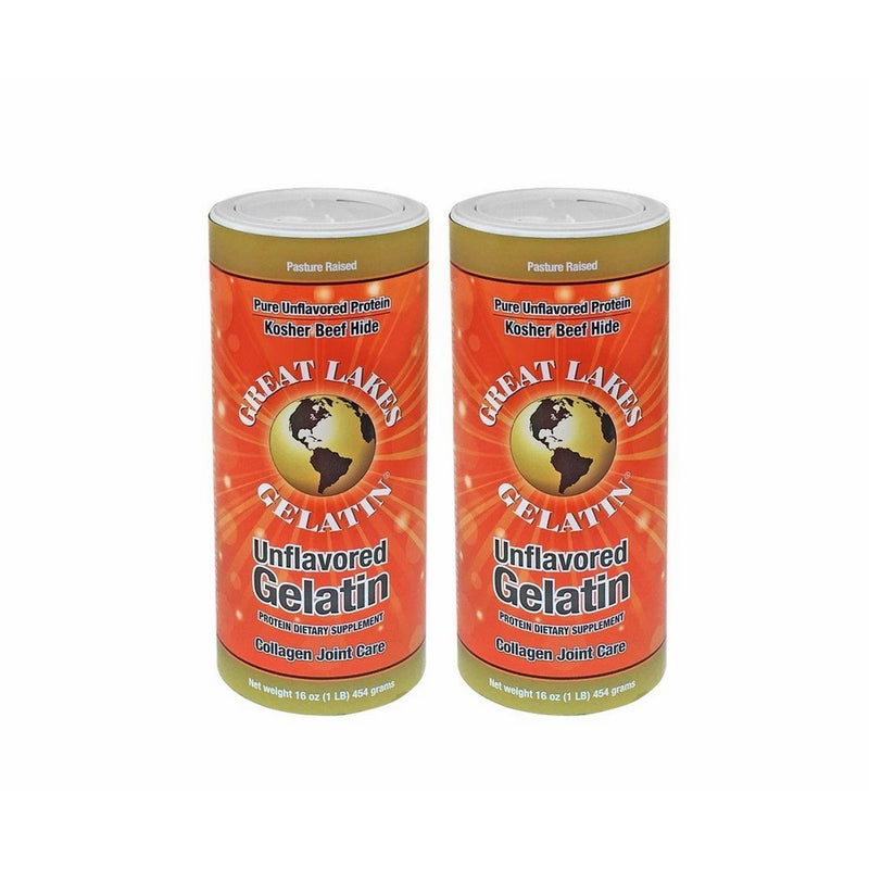 Great Lakes Unflavored Gelatin, Kosher, 16-Ounce Can (Pack of 2)