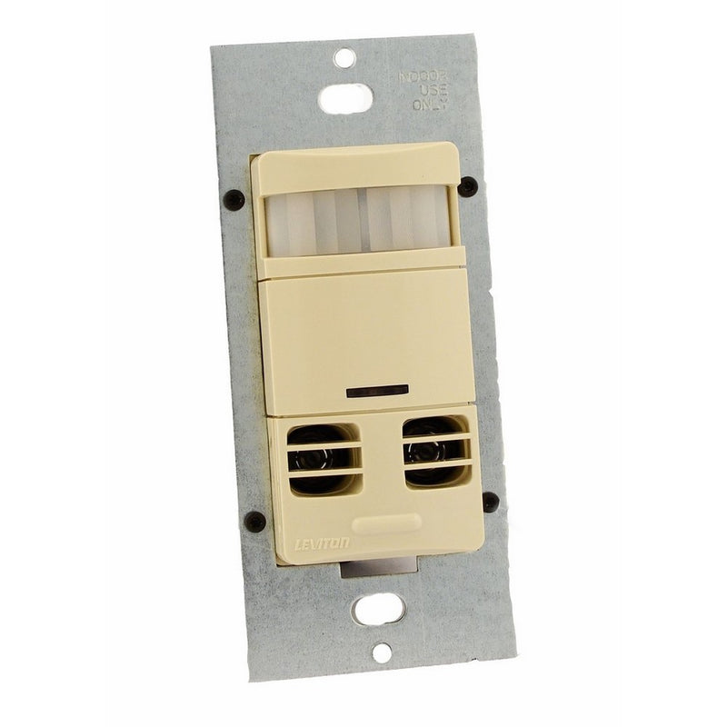 Leviton OSSMT-GDI Ultrasonic/Infrared, Multi-Technology Wall Switch Sensor, No Neutral, 2400 sq. ft. Major & 400 sq. ft. Minor Motion Coverage, Ivory