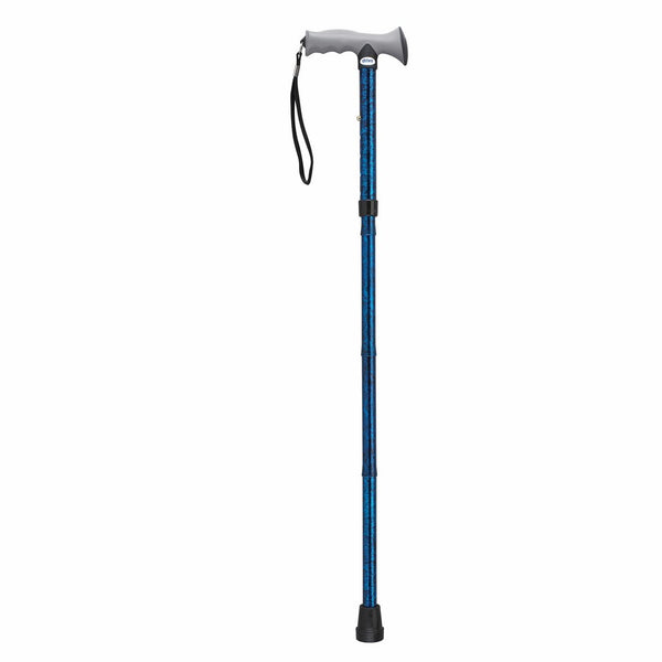 Drive Medical Adjustable Height Aluminum Folding Cane with Comfortable Gel Hand Grip, Blue Crackle