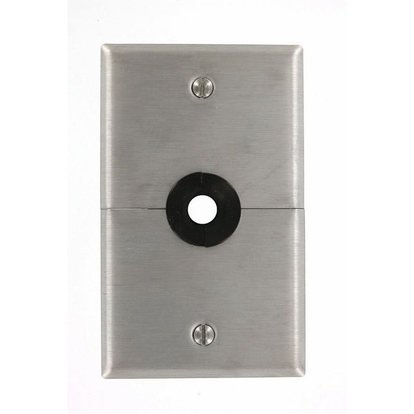 Leviton S751-N 1-Gang .625-Inch Hole Device Telephone/Cable Wallplate, Box Mount, Horizontal Split Plate, Stainless Steel