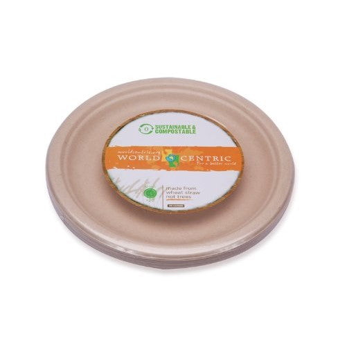 World Centric Wheat Straw/Bagasse Compostable 10-Inch Fiber Ripple Edge Plate, 20-Piece