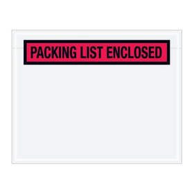 Shipping Supply "Packing List Enclosed" Envelopes, 7" x 5 1/2" Red - (PL457)