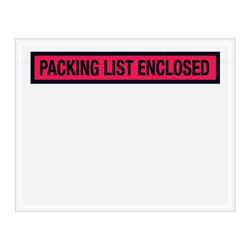 Shipping Supply "Packing List Enclosed" Envelopes, 7" x 5 1/2" Red - (PL457)