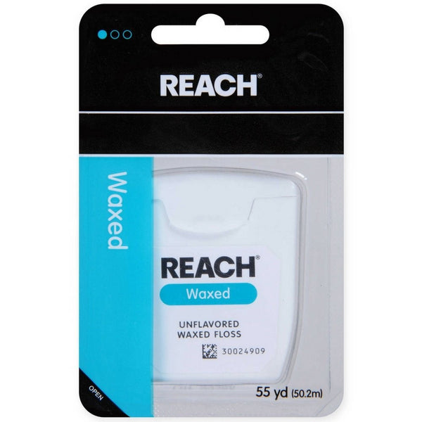 REACH Unflavored Waxed Dental Floss, 55 yds