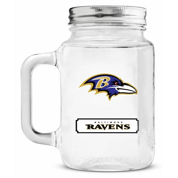 Duck House NFL Baltimore Ravens 20oz Glass Mason Jar