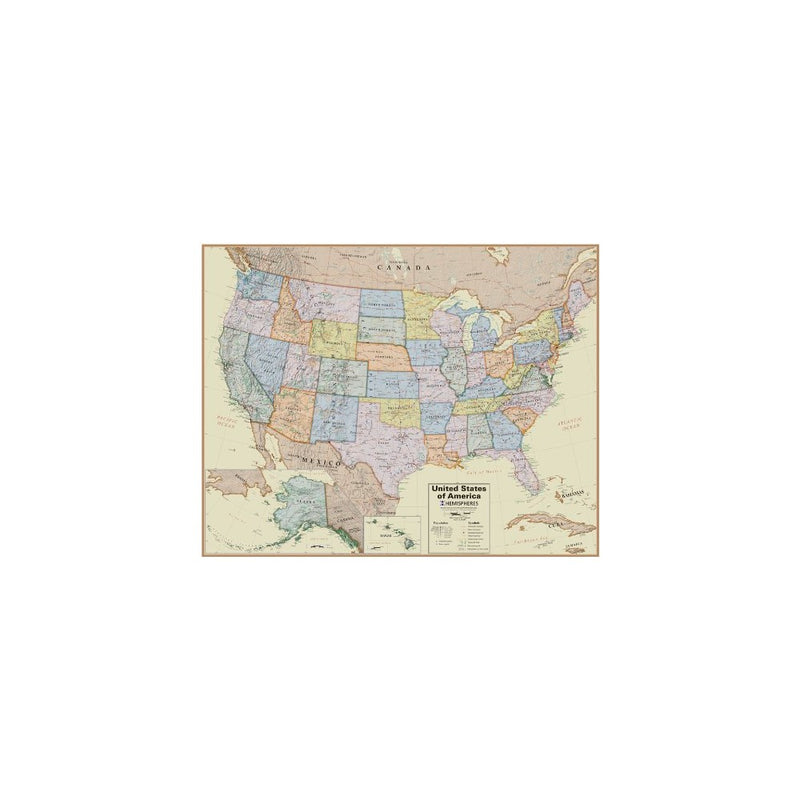 Hemisphere USA & World Wall Map Set - UP-TO-DATE Cartography & Laminated for use with Dry Erase Marker - Perfect for Home, Office and Classroom