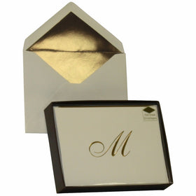 Designer Greetings Monogram Boxed Note Cards, Personalized Stationery Set (10 Count), Letter M