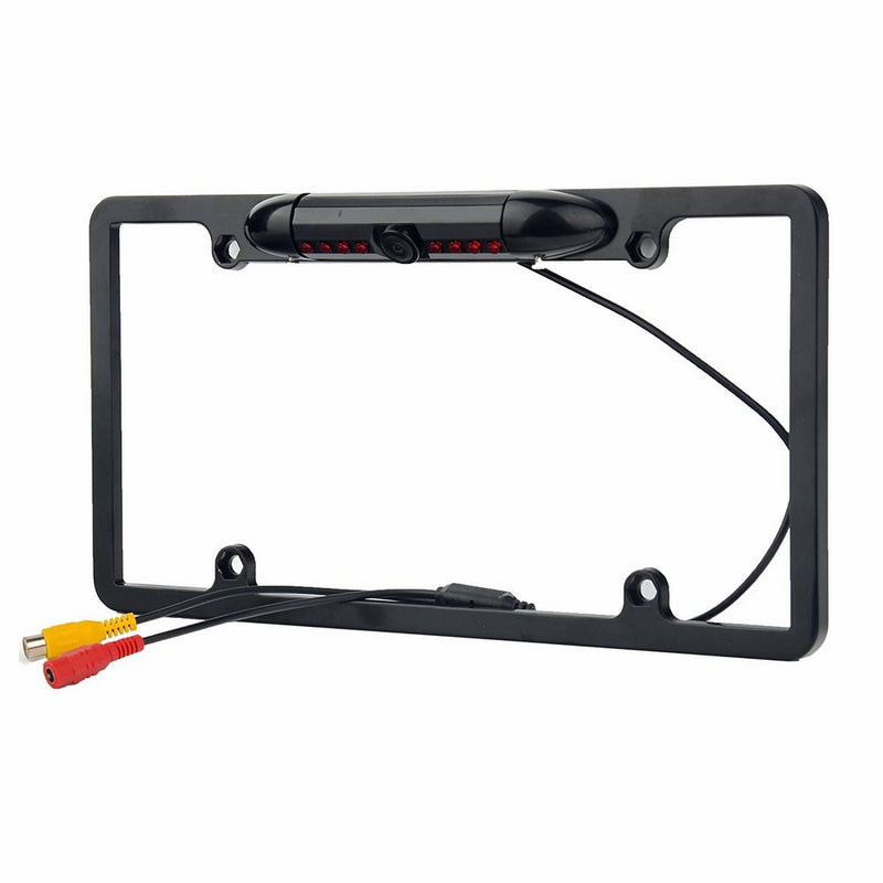 Car Rear View Backup Camera IR Night Vision US License Plate Frame CMOS Alloy Black