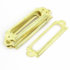 Office Library File Drawer Door Tag Label Holder Gold Tone 10 Pcs